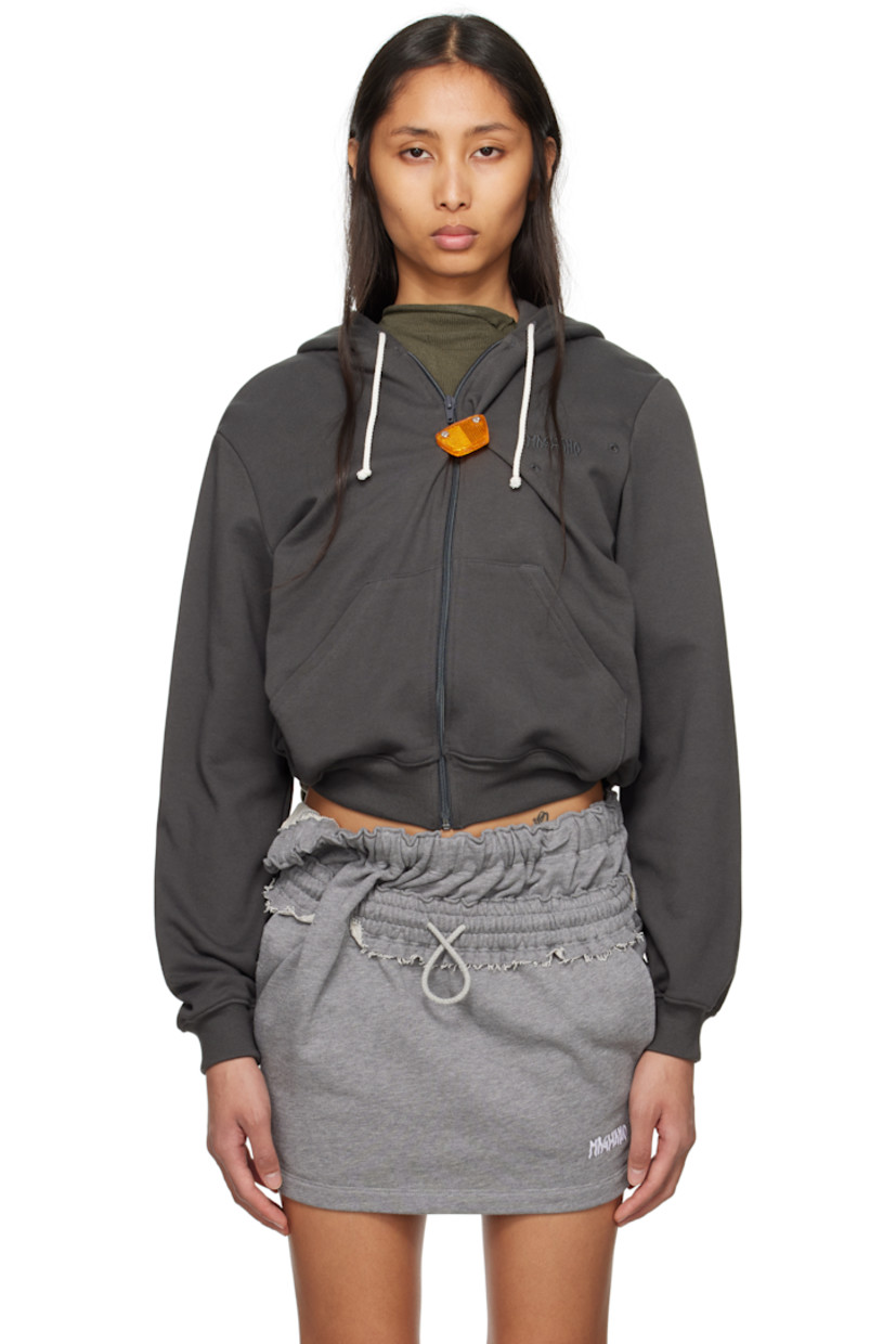 French terry hoodie.

· Drawstring at hood
· Zip closure
�· Reflective hardware at front
· Logo and eyelets embroidered at chest
· Patch pockets
· Rib-knit hem and cuffs

Supplier color: Anthracite