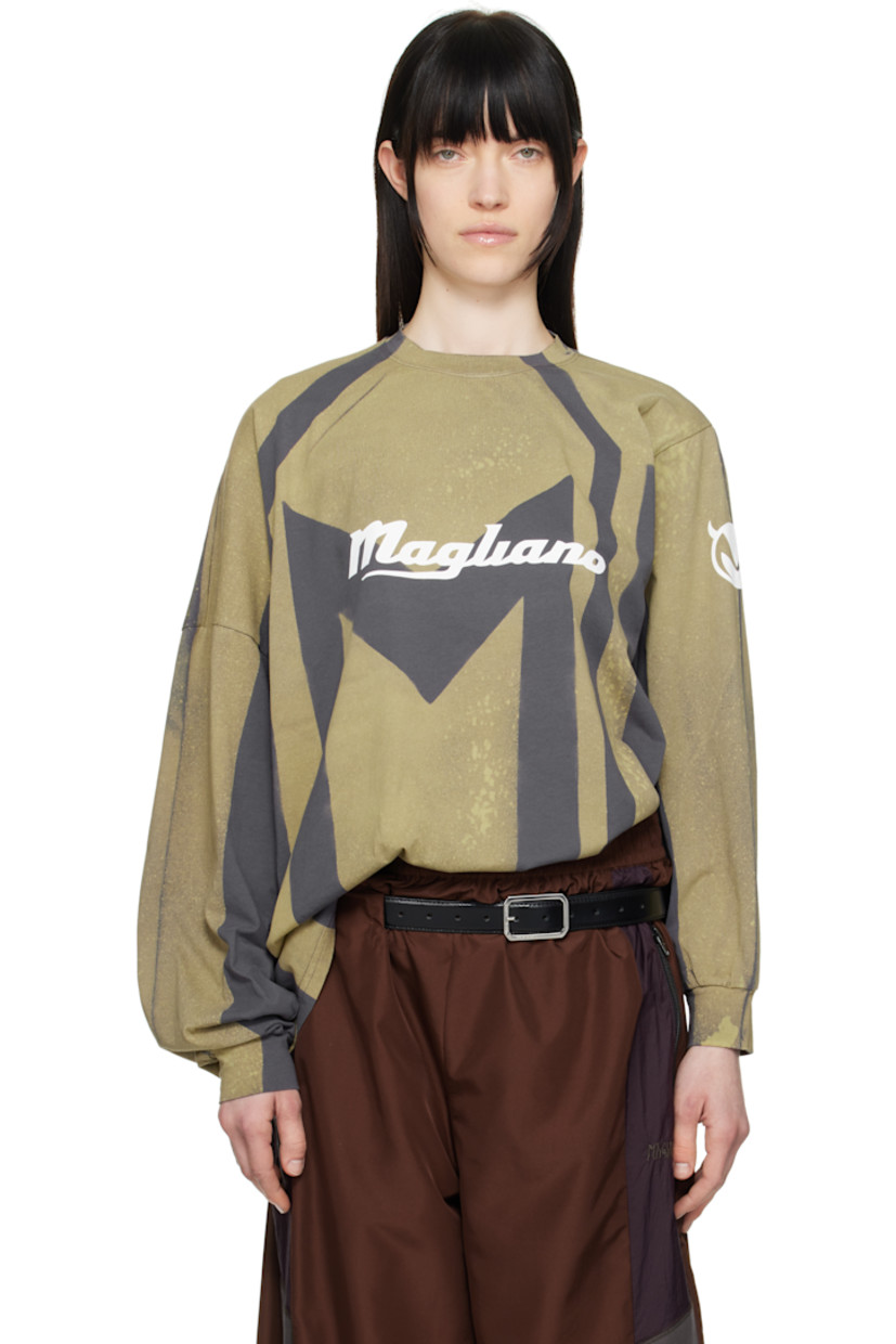 Cotton jersey T-shirt. Bleached graphic pattern throughout. 

· Rib-knit crewneck and cuffs
· Logo printed at chest and sleeve
· Dropped shoulders

Supplier color: Phantom mix