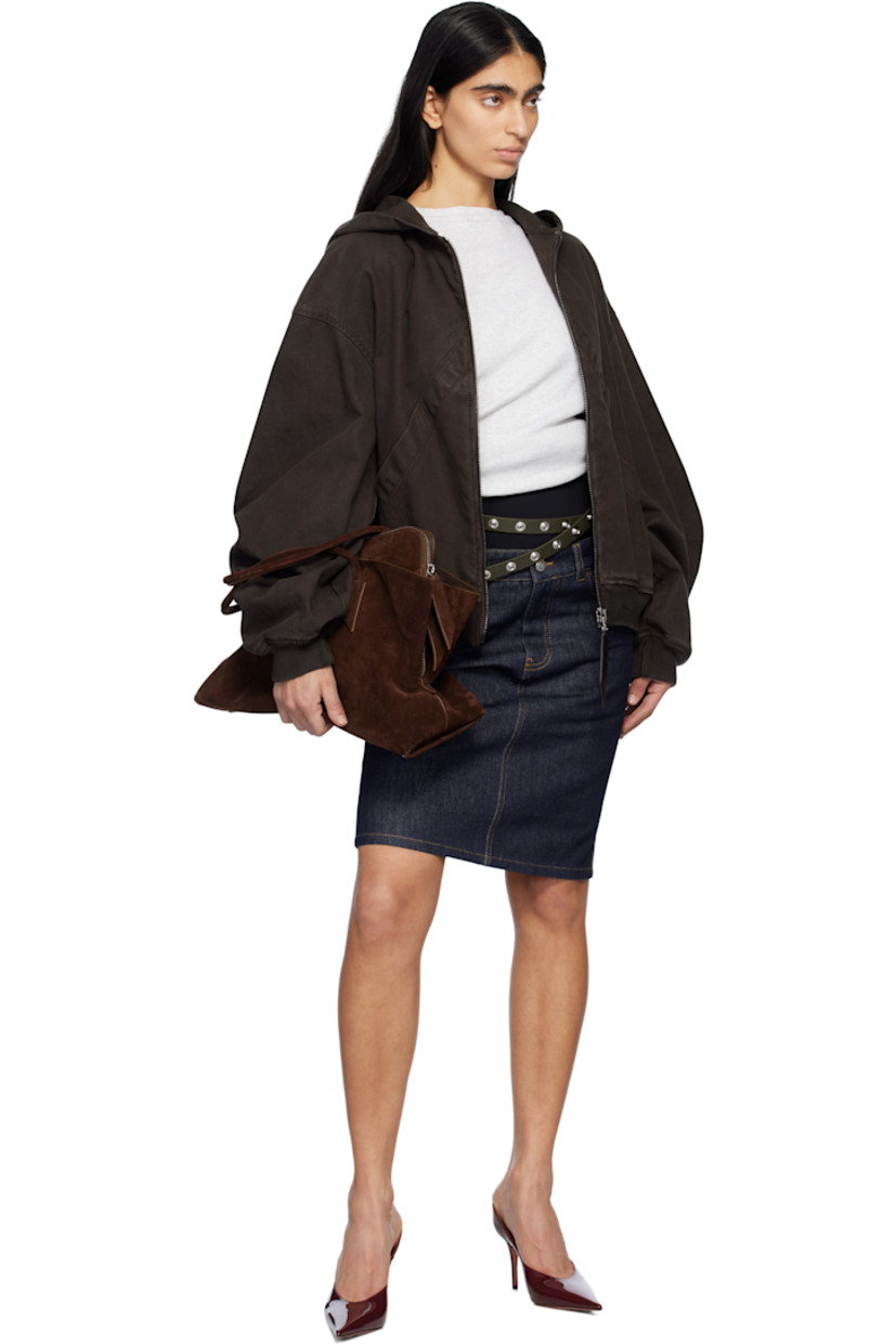 Cotton drill bomber jacket.

· Hood at stand collar
· Zip closure
· Patch pockets
· Rib-knit hem and cuffs
· Dropped shoulders
· Darts at elbows
· Unlined

Supplier color: Brown
