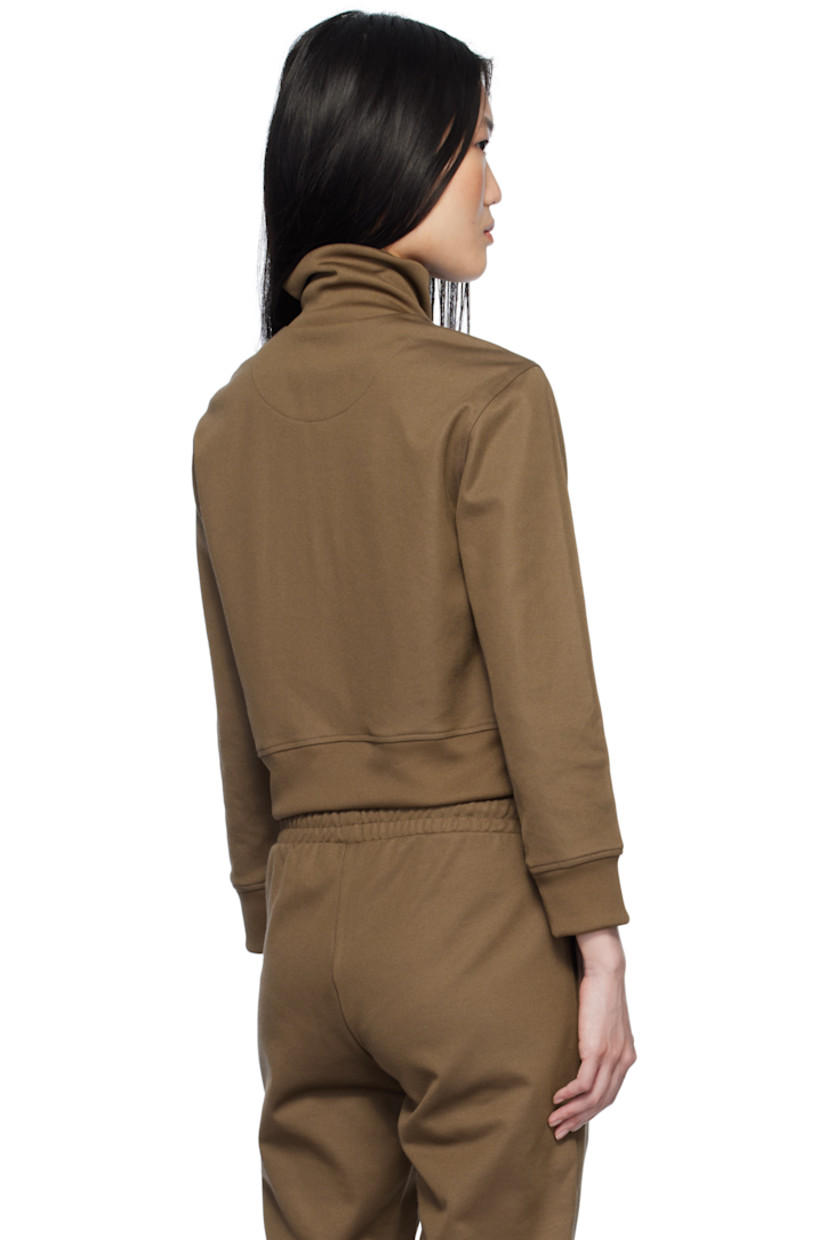 Cotton-blend jersey track jacket.

· Rib-knit funnel neck, hem, and cuffs
· Zip closure
· Logo bonded at chest
· Patch pockets

Supplier color: Brown