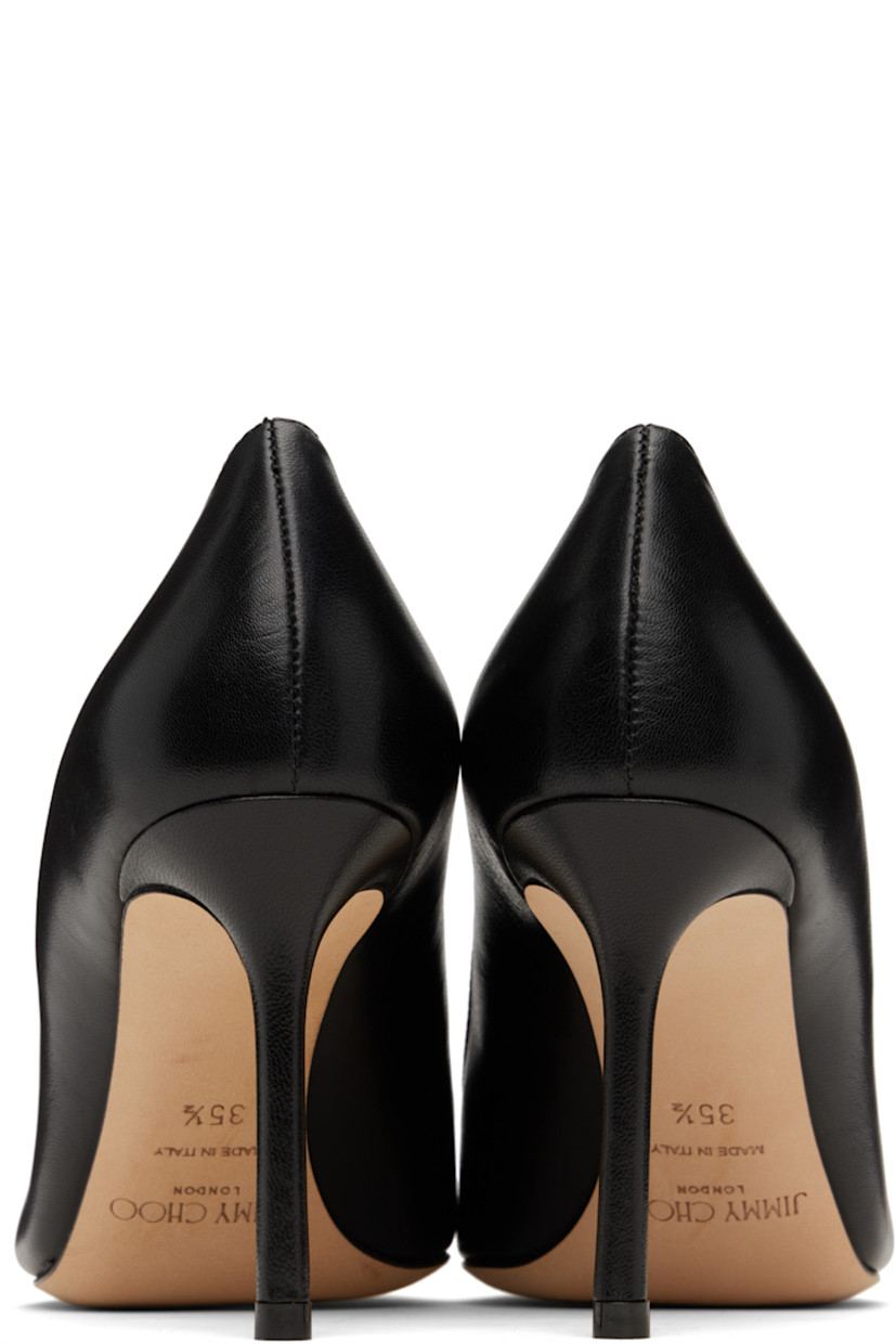 Buffed kidskin heels in black.

· Pointed toe
· Covered stiletto heel with rubber injection
· Nubuck sole
· Heel: H3.25"

Supplier color: Black
