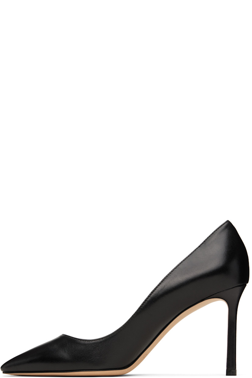 Buffed kidskin heels in black.

· Pointed toe
· Covered stiletto heel with rubber injection
· Nubuck sole
· Heel: H3.25"

Supplier color: Black