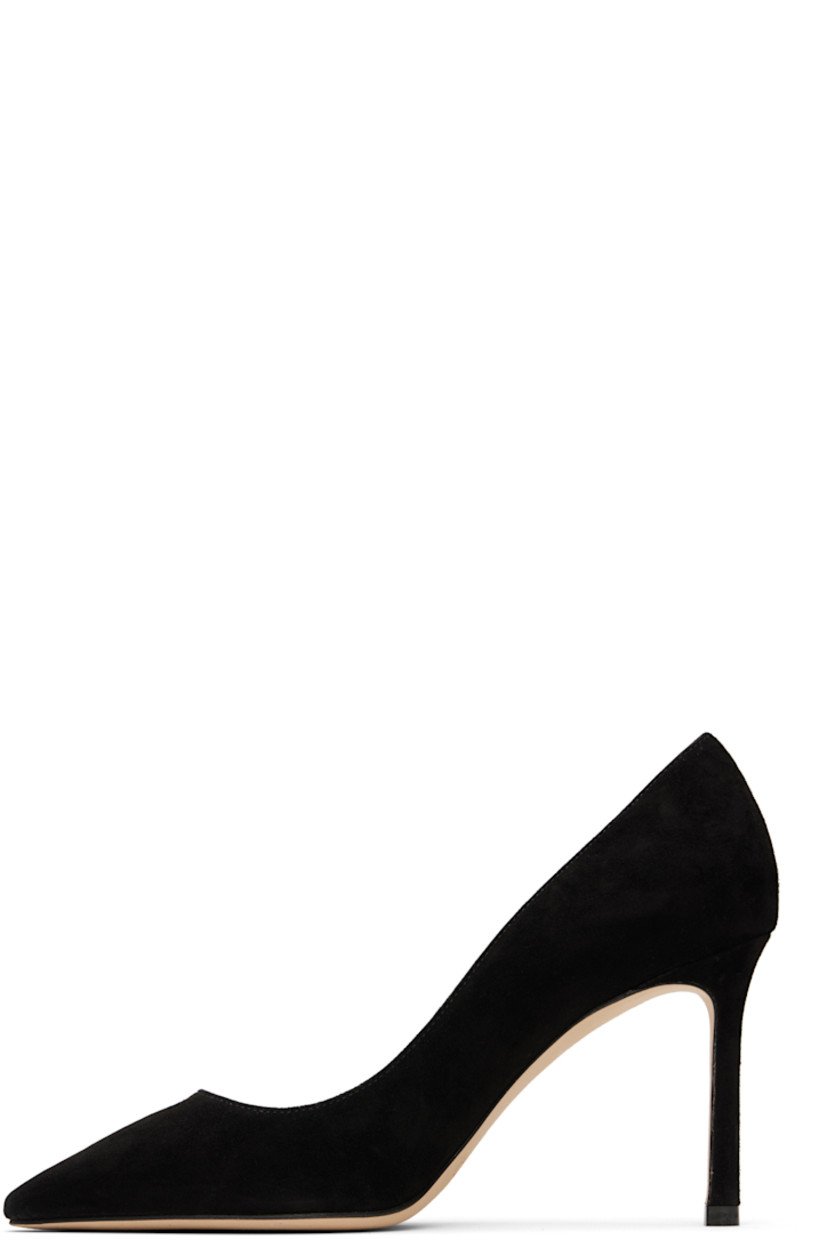 LWG-certified suede heels in black.

· Pointed toe
· Covered stiletto heel with rubber injection
· Nubuck sole
· Heel: H3.25"

Supplier color: Black