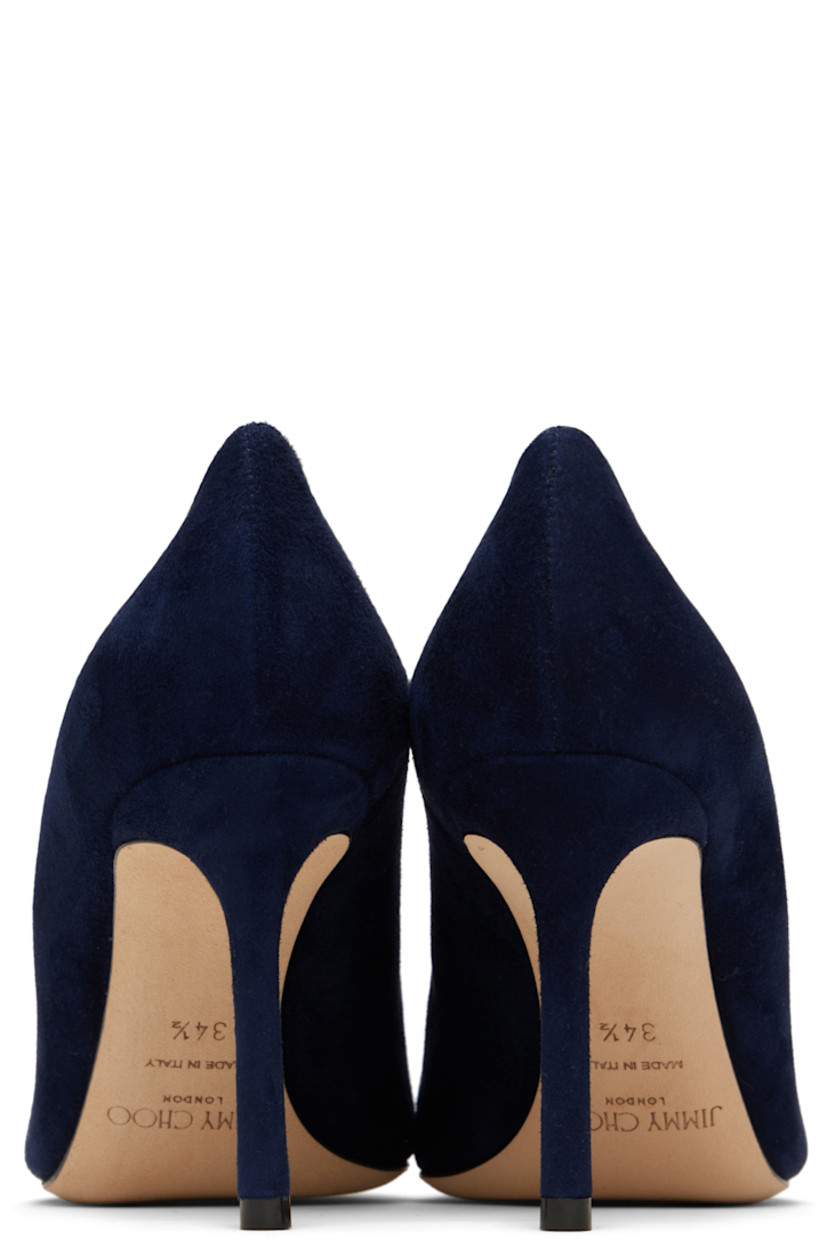 LWG-certified suede heels in navy.

· Pointed toe
· Covered stiletto heel with rubber injection
· Nubuck sole
· Heel: H3.25"

Supplier color: Navy