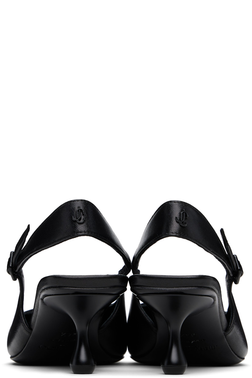 Nappa leather heels in black. 

· Pointed toe
· Partially elasticized pin-buckle slingback strap
· Logo hardware at strap
· Kitten heel with rubber injection
· Leather sole with rubber injection
· Heel: H2"

Supplier color: Black
