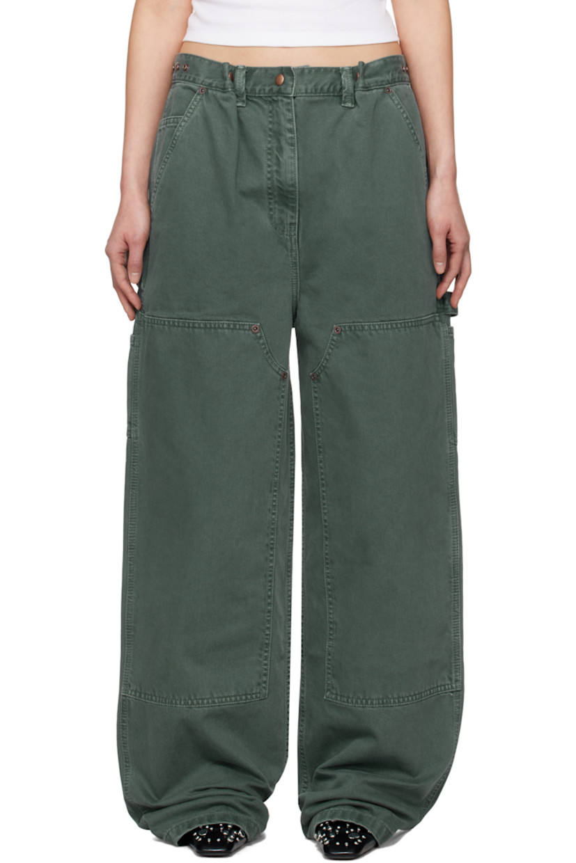 Loose-fit non-stretch denim jeans. Fading throughout.

· High-rise
· Belt loops
· Adjustable press-stud fastenings at waistband
· Five-pocket styling
· Zip fly
· Reinforced panel at legs
· Patch pockets at outseam
· Patch pocket and hammer loop at outseam
· Logo-engraved antiqued copper-tone hardware

Supplier color: Green