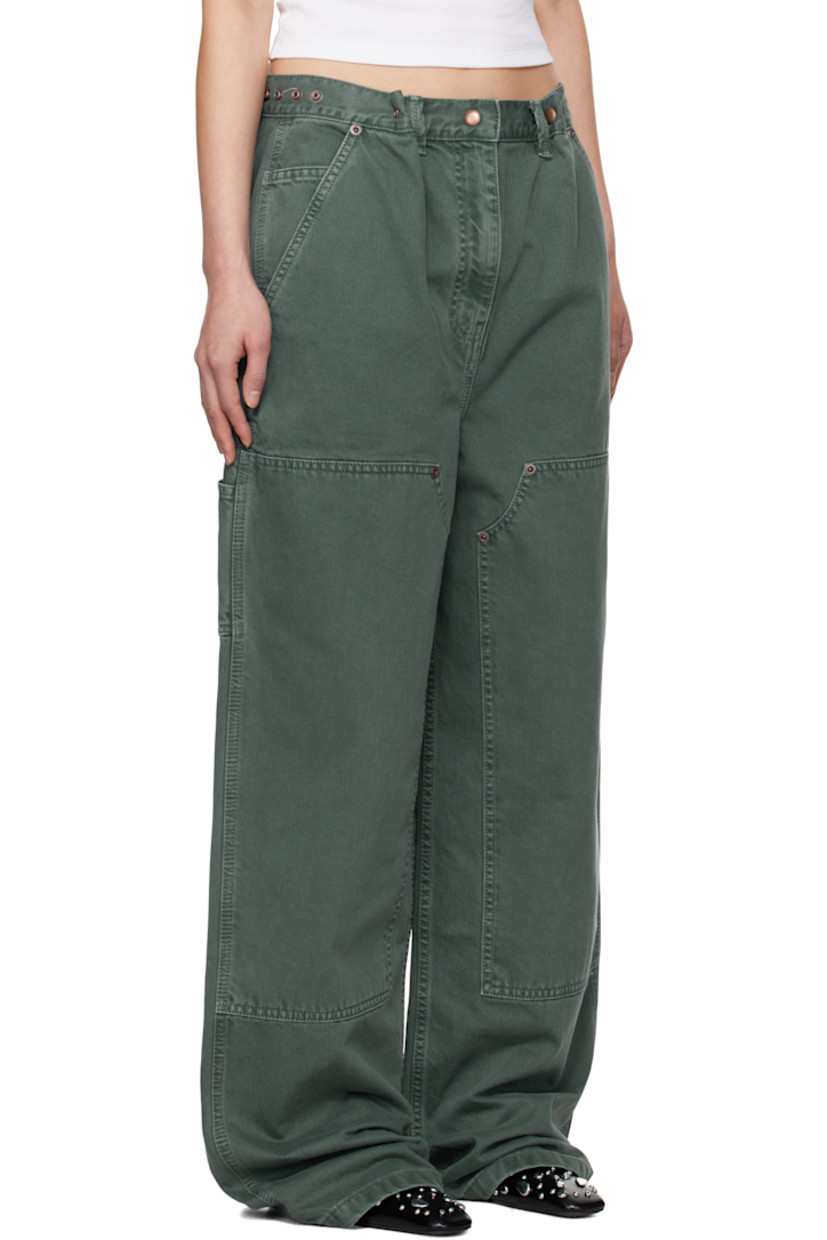 Loose-fit non-stretch denim jeans. Fading throughout.

· High-rise
· Belt loops
· Adjustable press-stud fastenings at waistband
· Five-pocket styling
· Zip fly
· Reinforced panel at legs
· Patch pockets at outseam
· Patch pocket and hammer loop at outseam
· Logo-engraved antiqued copper-tone hardware

Supplier color: Green