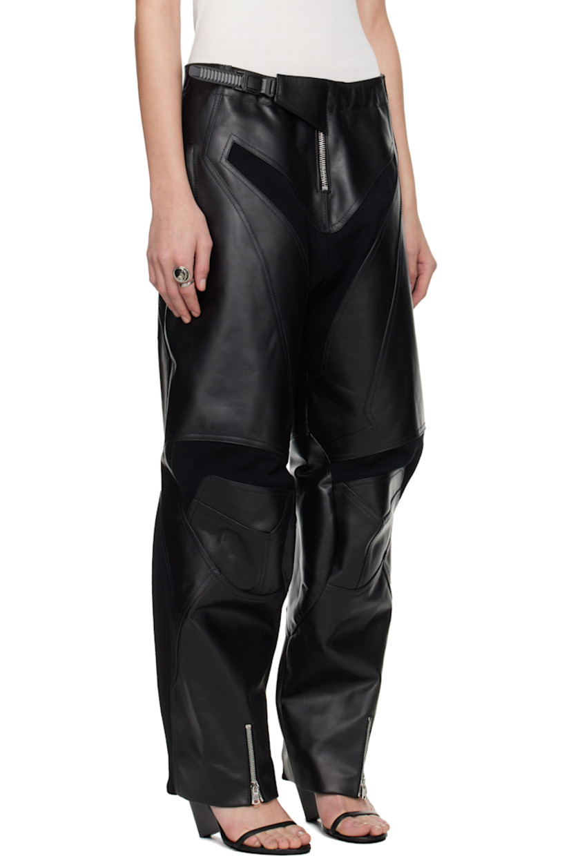 Grained bullskin pants. Ribbed jersey panels throughout.

· Integrated press-release strap at waistband
· Four-pocket styling
· Exposed zip fly
· Zip vent at cuffs
· Locker loop at back waistband

Supplier color: Black