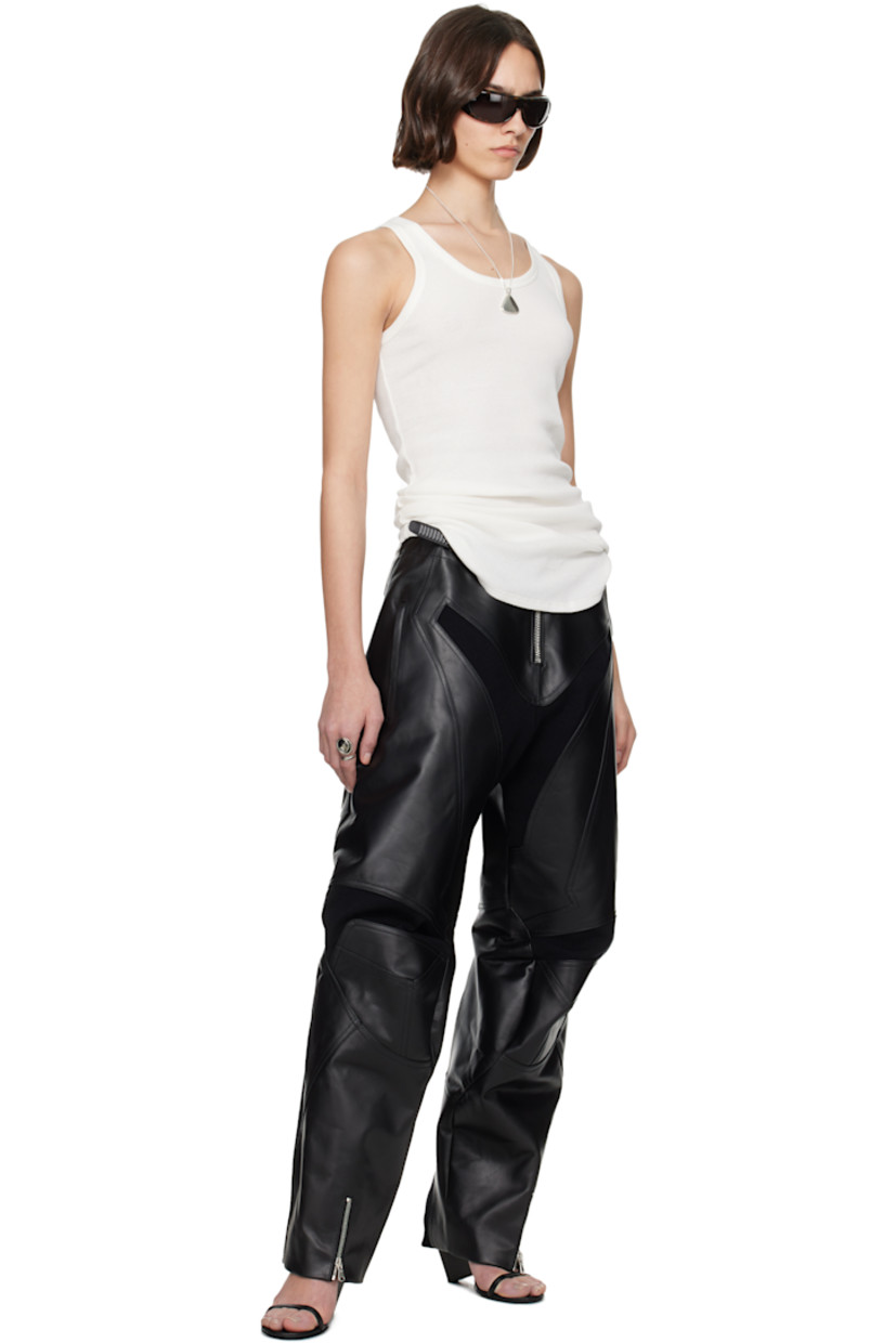 Grained bullskin pants. Ribbed jersey panels throughout.

· Integrated press-release strap at waistband
· Four-pocket styling
· Exposed zip fly
· Zip vent at cuffs
· Locker loop at back waistband

Supplier color: Black