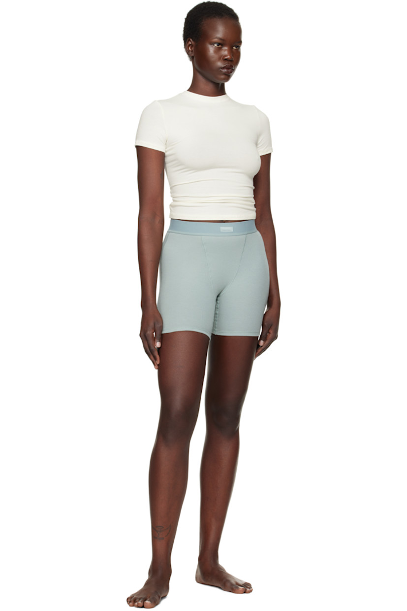 Pack of three stretch cotton ribbed jersey boy shorts. Lightweight and breathable. 

· Logo patch at elasticized waistband
· Topstitching at front and back 
· Gusset at inseams
· Partial jersey lining

Supplier color: Vapor spruce