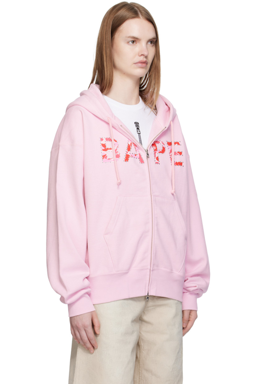 Cotton fleece hoodie. 

· Drawstring at hood
· Two-way zip closure
· Printed logo with crystal-cut detailing at chest
· Patch pockets at front
· Rib-knit hem and cuffs
· Dropped shoulders
· Logo flag at cuff

Supplier color: Pink