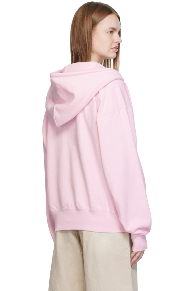 Cotton fleece hoodie. 

· Drawstring at hood
· Two-way zip closure
· Printed logo with crystal-cut detailing at chest
· Patch pockets at front
· Rib-knit hem and cuffs
· Dropped shoulders
· Logo flag at cuff

Supplier color: Pink