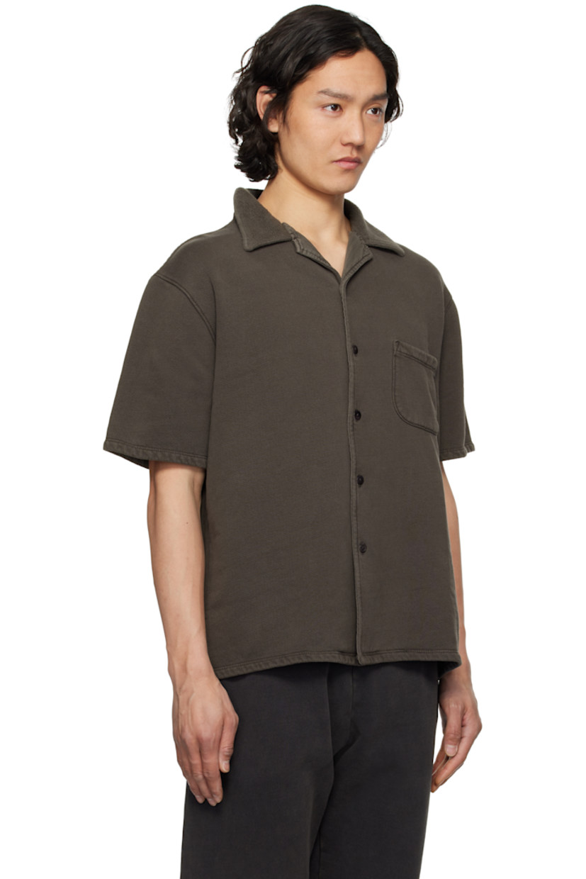 Heavyweight cotton fleece shirt. 

· Open spread collar
· Button closure
· Patch pocket at chest
· Corozo hardware

Supplier color: Vintage black