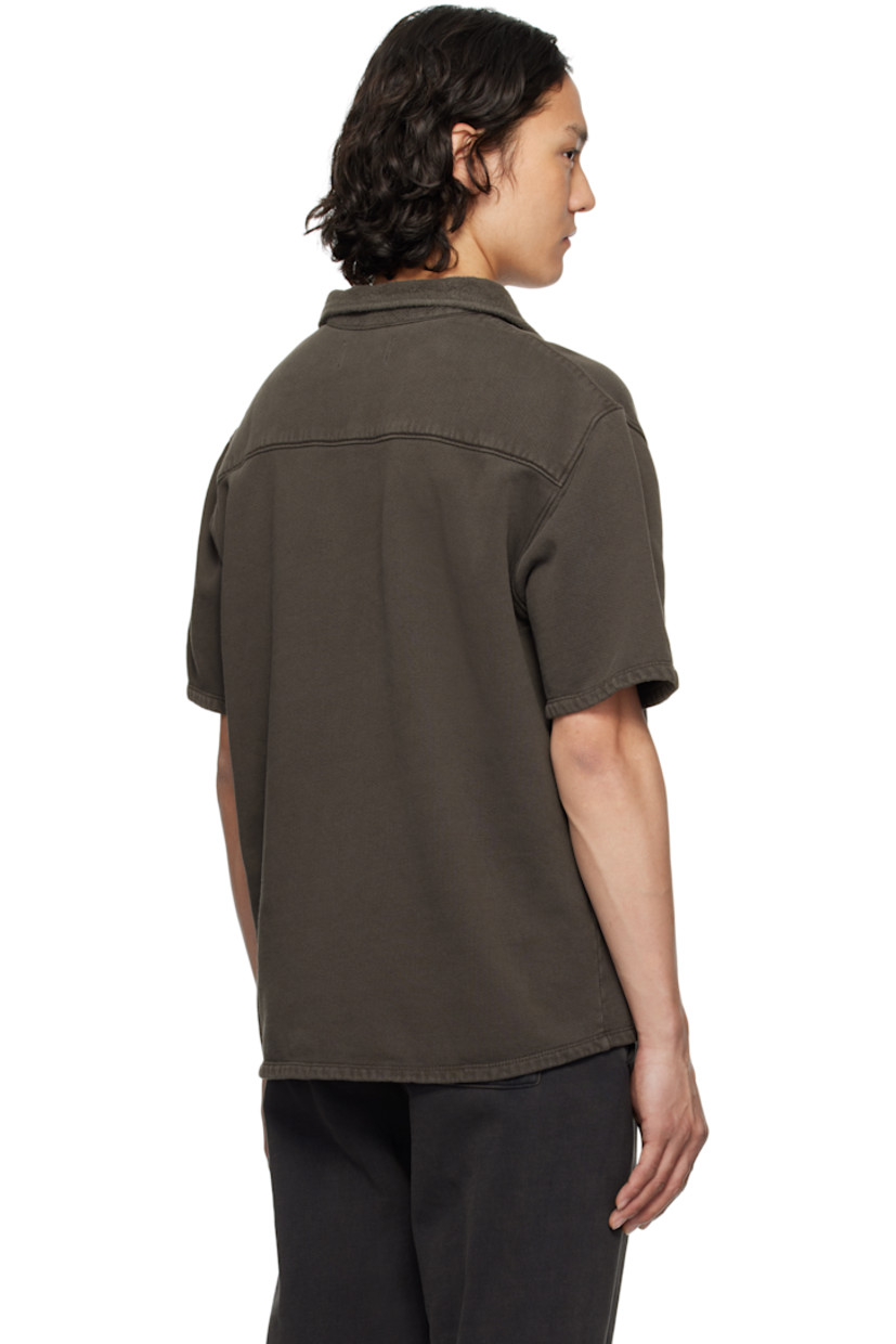 Heavyweight cotton fleece shirt. 

· Open spread collar
· Button closure
· Patch pocket at chest
· Corozo hardware

Supplier color: Vintage black