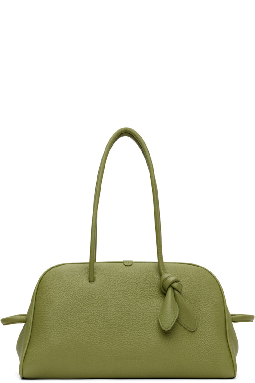 Grained calfskin top handle bag in green.

· Rolled carry handles
· Knotted accent and embossed logo at face
· Loop at sides
· Magnetic fastening at two-way zip closure
· Zip pocket at interior
· Cotton twill lining
· H9" x W15.25" x D6.5"

Part of the La Croisière collection.

Supplier color: Green