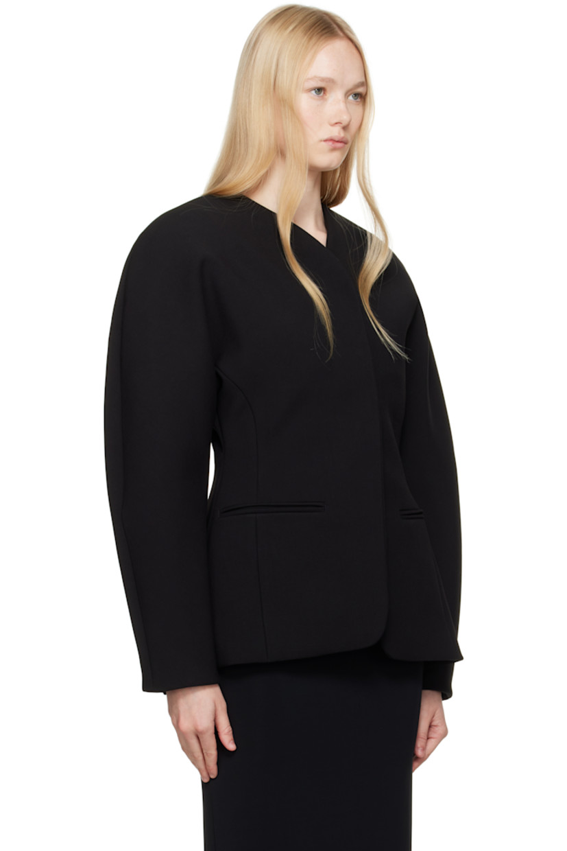 Stretch polyester- and viscose-blend serge blazer. 

· V-neck
· Concealed button closure at front 
· Welt pockets
· Padded and girdered shoulders
· Balloon sleeves 
· Concealed button fastening at vented cuffs
· Central vent at back hem 
· Welt pockets at interior 
· Full twill lining

Part of the La Croisière collection.

Supplier color: Black