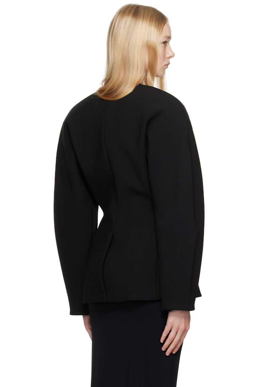 Stretch polyester- and viscose-blend serge blazer. 

· V-neck
· Concealed button closure at front 
· Welt pockets
· Padded and girdered shoulders
· Balloon sleeves 
· Concealed button fastening at vented cuffs
· Central vent at back hem 
· Welt pockets at interior 
· Full twill lining

Part of the La Croisière collection.

Supplier color: Black