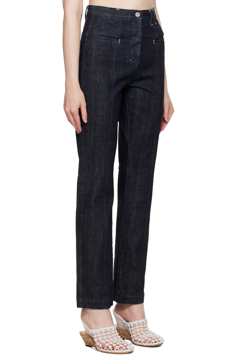 Non-stretch denim jeans. 

· Belt loops
· Logo locker loop at front waistband 
· Four-pocket styling
· Button fly
· Logo printed at back pocket 
· Logo-engraved silver-tone hardware
· Contrast stitching in white  

Part of the La Croisière collection.

Supplier color: Dark navy
