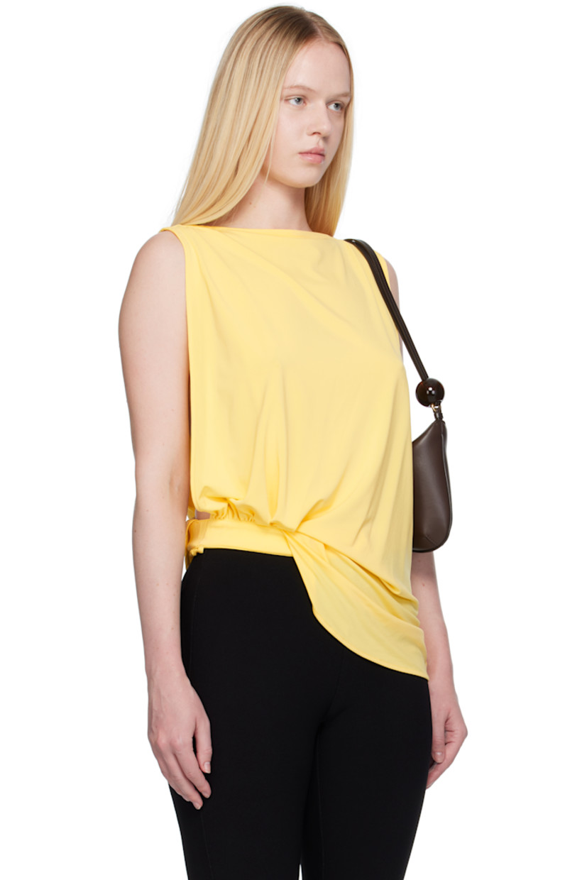 Stretch viscose-blend jersey top.

· Boatneck
· Gathering at asymmetrical hem
· Elasticized hem
· Dropped armscyes 

Part of the La Croisière collection.

Supplier color: Yellow