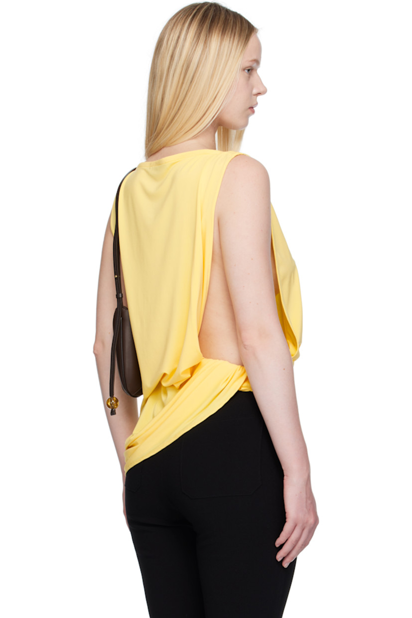 Stretch viscose-blend jersey top.

· Boatneck
· Gathering at asymmetrical hem
· Elasticized hem
· Dropped armscyes 

Part of the La Croisière collection.

Supplier color: Yellow