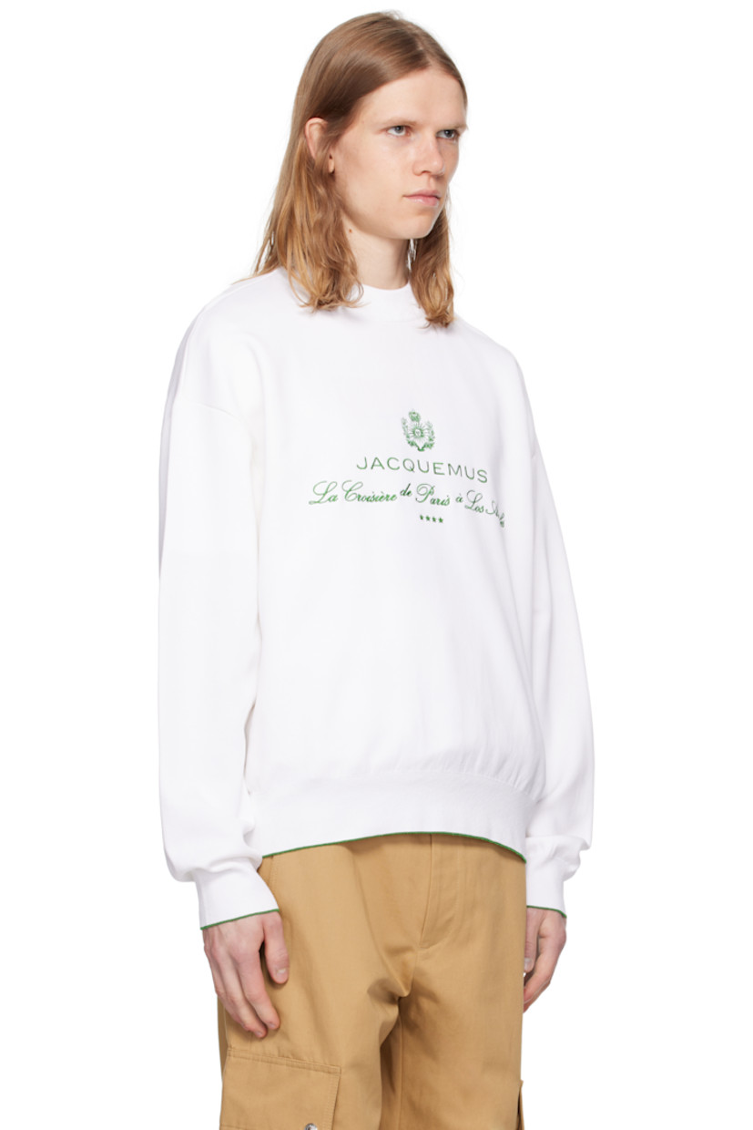 Stretch cotton- and viscose-blend jersey sweatshirt.

· Rib-knit crewneck, hem, and cuffs
· Graphic, logo, and text embroidered at front
· Stripe at hem and cuffs
· Dropped shoulders

Part of the La Croisière collection.

Supplier color: Hotel address white