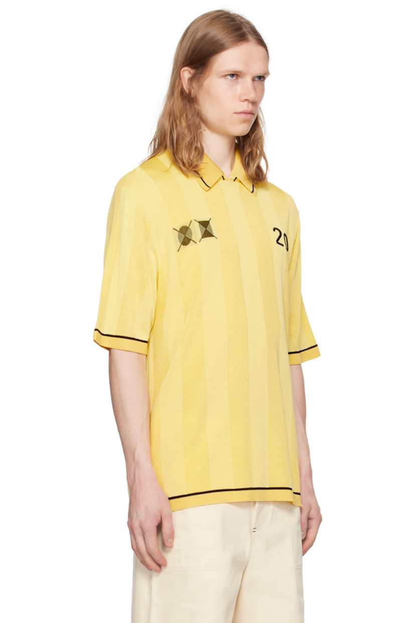 Knit stretch viscose-blend polo. Jacquard stripes throughout.

· Striped rib-knit spread collar, hem, and cuffs
· Jacquard graphic and embroidered text at chest
· Jacquard logo graphic at back

Part of the La Croisière collection.

Supplier color: Light yellow