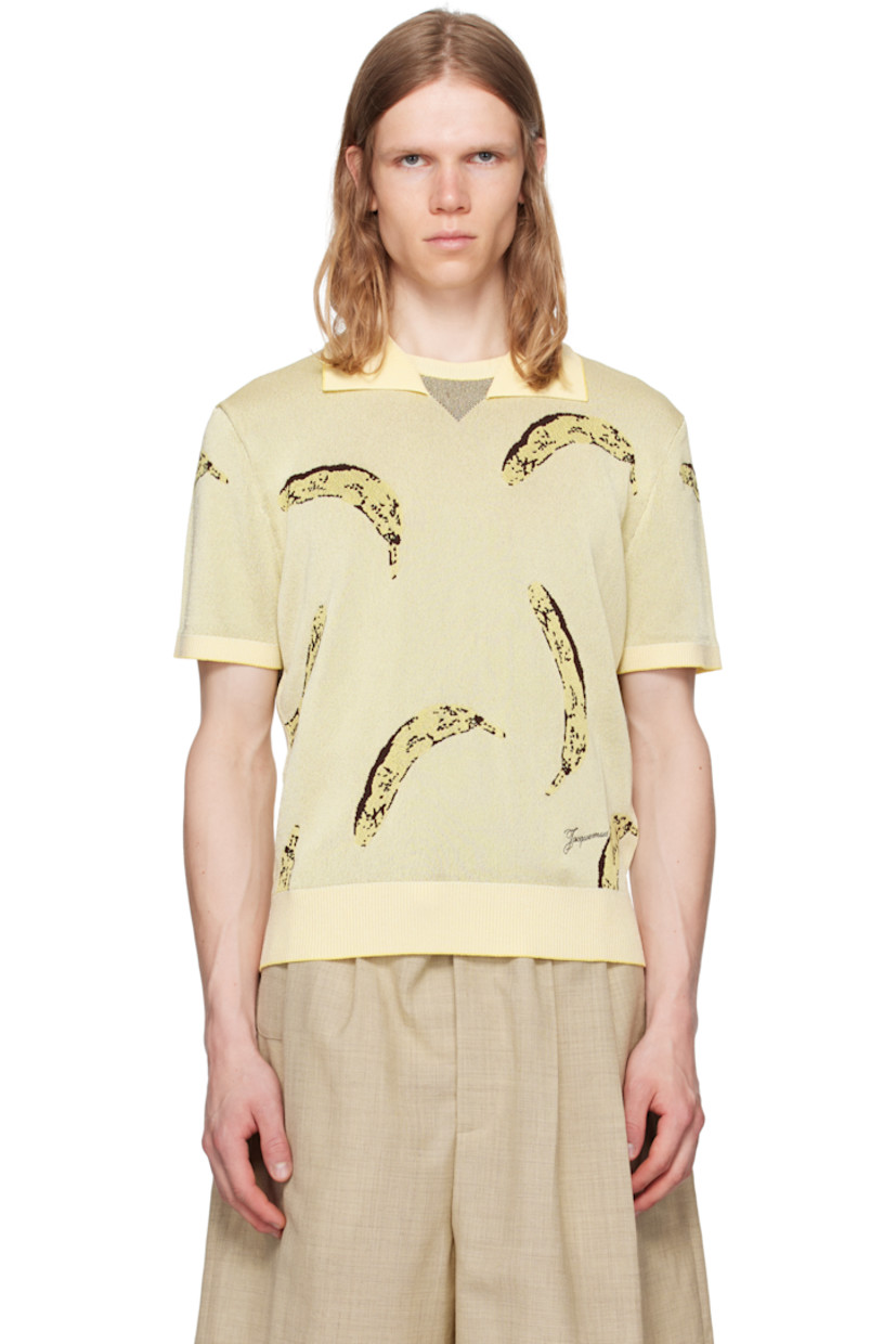 Knit stretch viscose-blend polo. Jacquard graphic pattern throughout.

· Rib-knit spread collar, hem, and cuffs
· Open placket

Part of the La Croisière collection.

Supplier color: Banana jacquard yellow