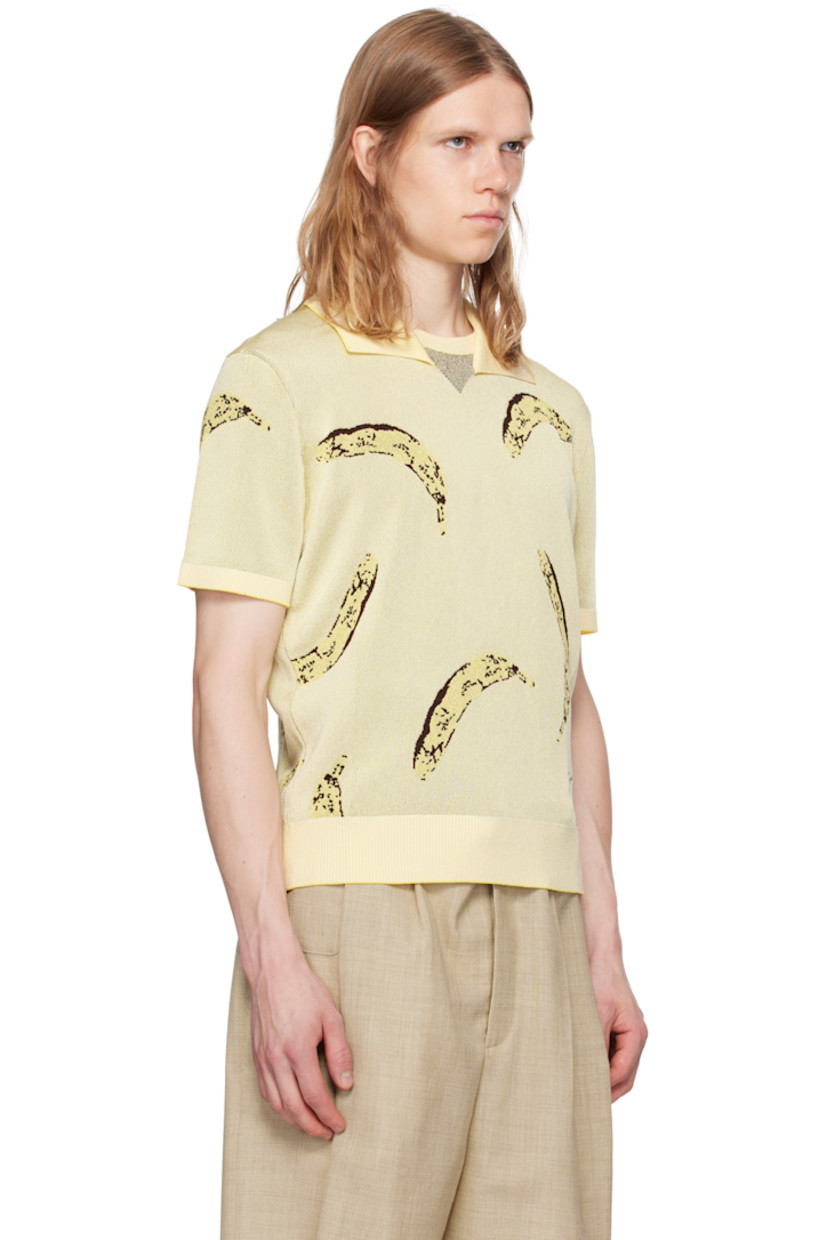 Knit stretch viscose-blend polo. Jacquard graphic pattern throughout.

· Rib-knit spread collar, hem, and cuffs
· Open placket

Part of the La Croisière collection.

Supplier color: Banana jacquard yellow