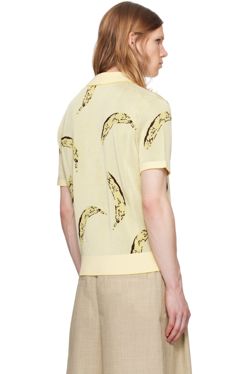 Knit stretch viscose-blend polo. Jacquard graphic pattern throughout.

· Rib-knit spread collar, hem, and cuffs
· Open placket

Part of the La Croisière collection.

Supplier color: Banana jacquard yellow