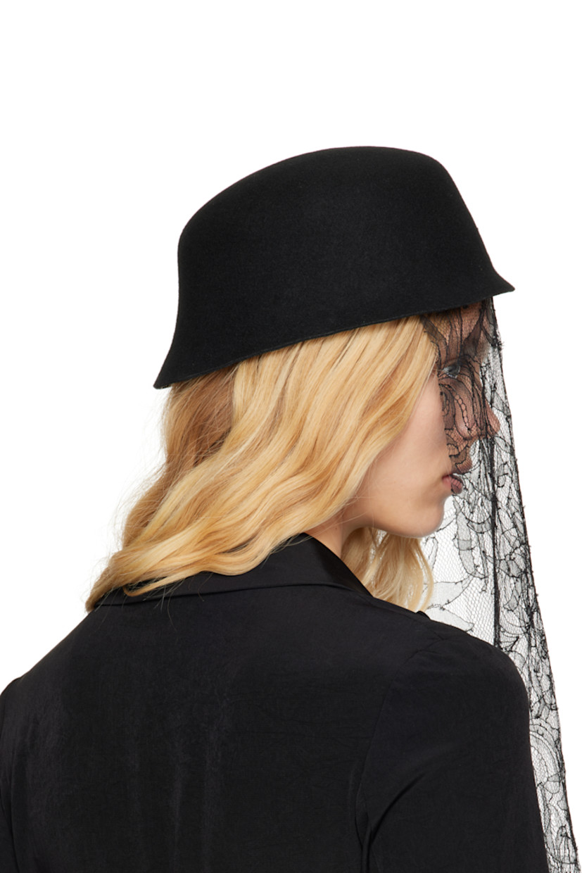 Structured felted wool hat in black.

· Extended lace trim at front
· Logo-woven satin browband
· Unlined

Supplier color: Black