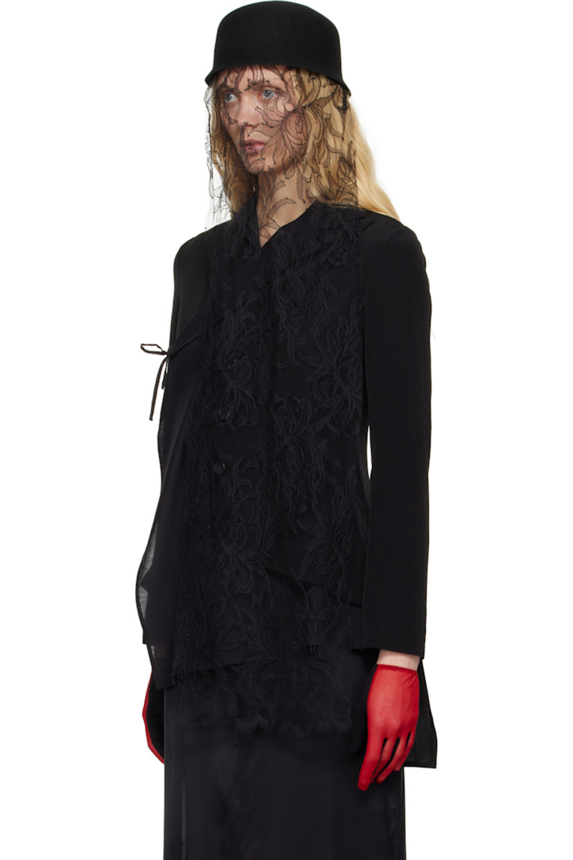 Structured felted wool hat in black.

· Extended lace trim at front
· Logo-woven satin browband
· Unlined

Supplier color: Black