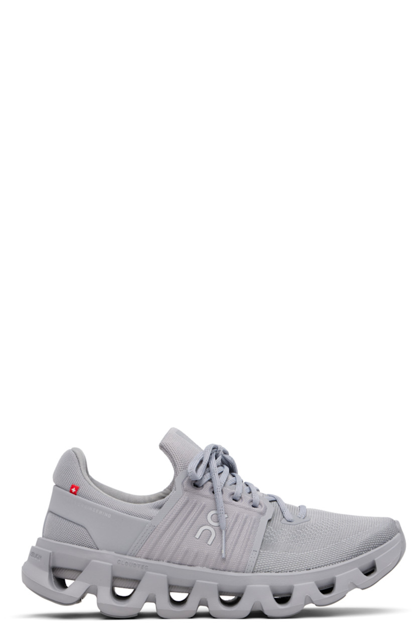 Low-top water-repellent mesh sneakers in gray.

· Logo embossed at toe 
· Lace-up closure
· Padded tongue and collar
· Logo bonded at sides and heel counter
· Logo flag at outer side
· Jersey lining
· Cushioned CloudTec® Helion™ foam rubber midsole
· Treaded Speedboard® rubber sole

Supplier color: Alloy/Forst