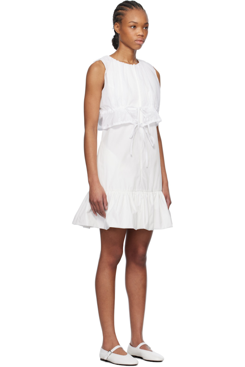 Polyester-and cotton-blend poplin minidress. 

· Layered construction
· Round neck
· Self-tie drawstrings and gathering at gauze overlay 
· Concealed zip closure 
· Seam pockets
· Logo hardware at front
· Flared hem

Supplier color: Off white