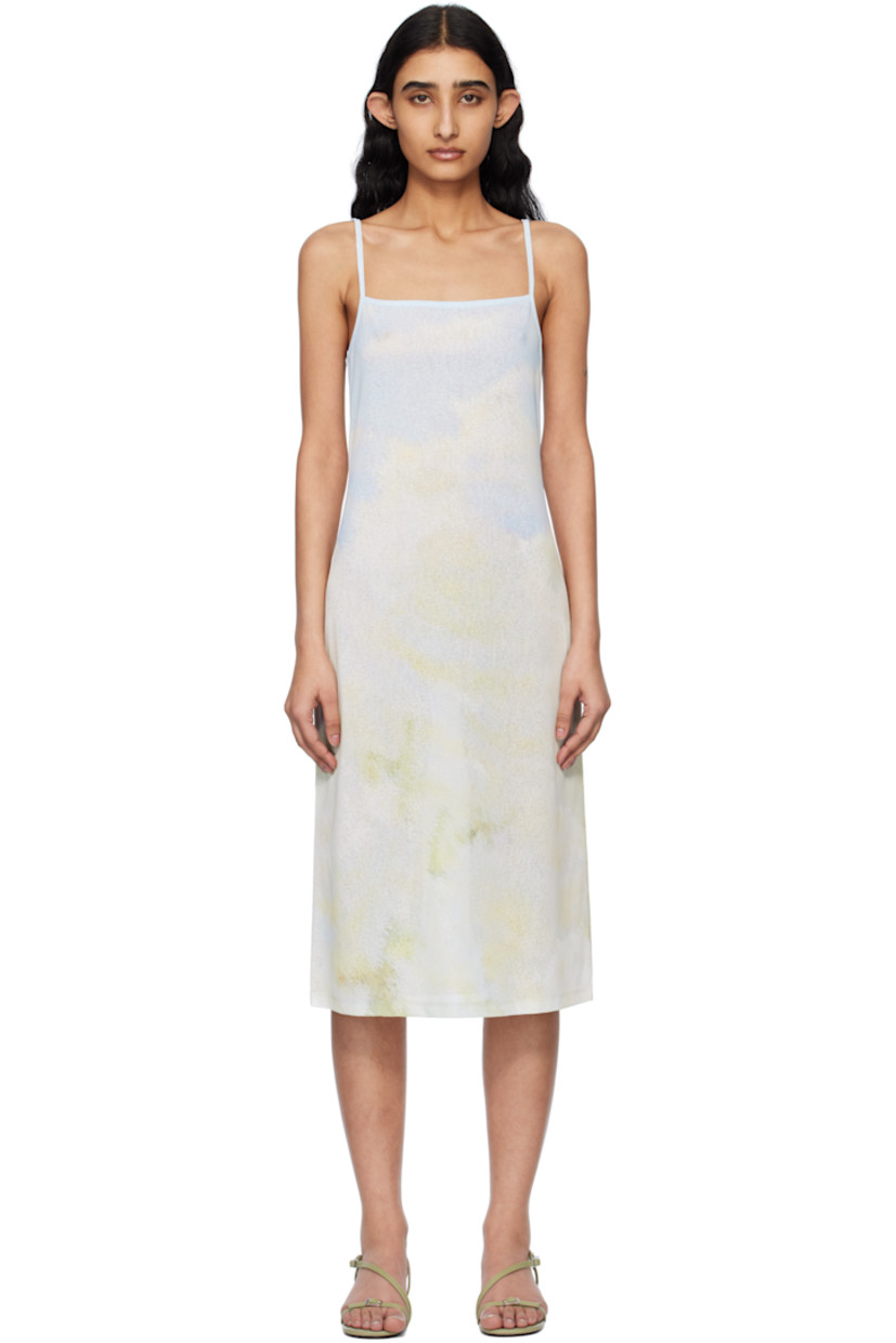 Semi-sheer plain-woven polyester midi dress. Graphic printed throughout.

· Square neck
· Adjustable spaghetti straps

Supplier color: Print flower