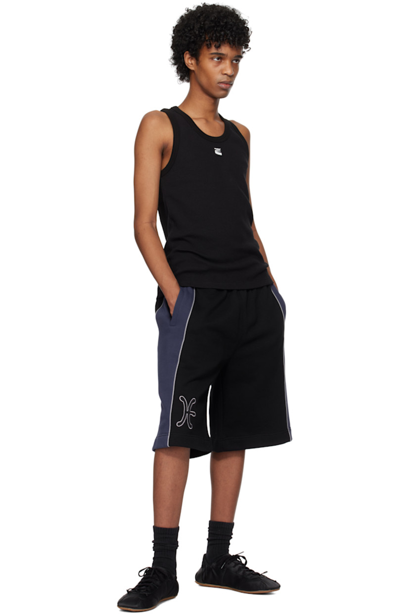 Waffle-knit stretch cotton-blend tank top.

· Rib-knit scoop neck and armscyes
· Rubberized logo patch at chest

Supplier color: Black