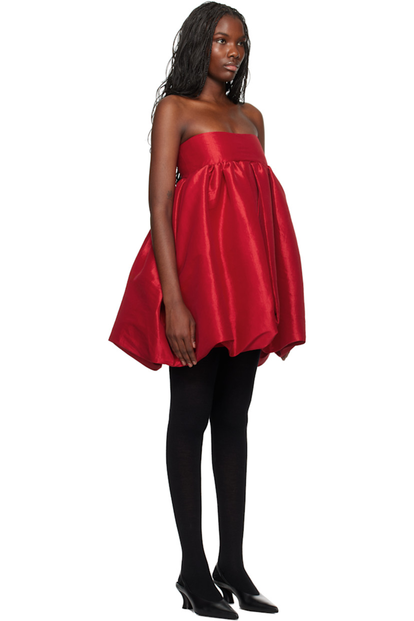 Stretch polyester- and nylon-blend taffeta minidress. 

· Layered and strapless construction
· Straight neck
· Boning and gathering at chest 
· Bubble hem
· Zip closure at back
· Partial satin lining

Available exclusively at SSENSE.

Supplier color: Red