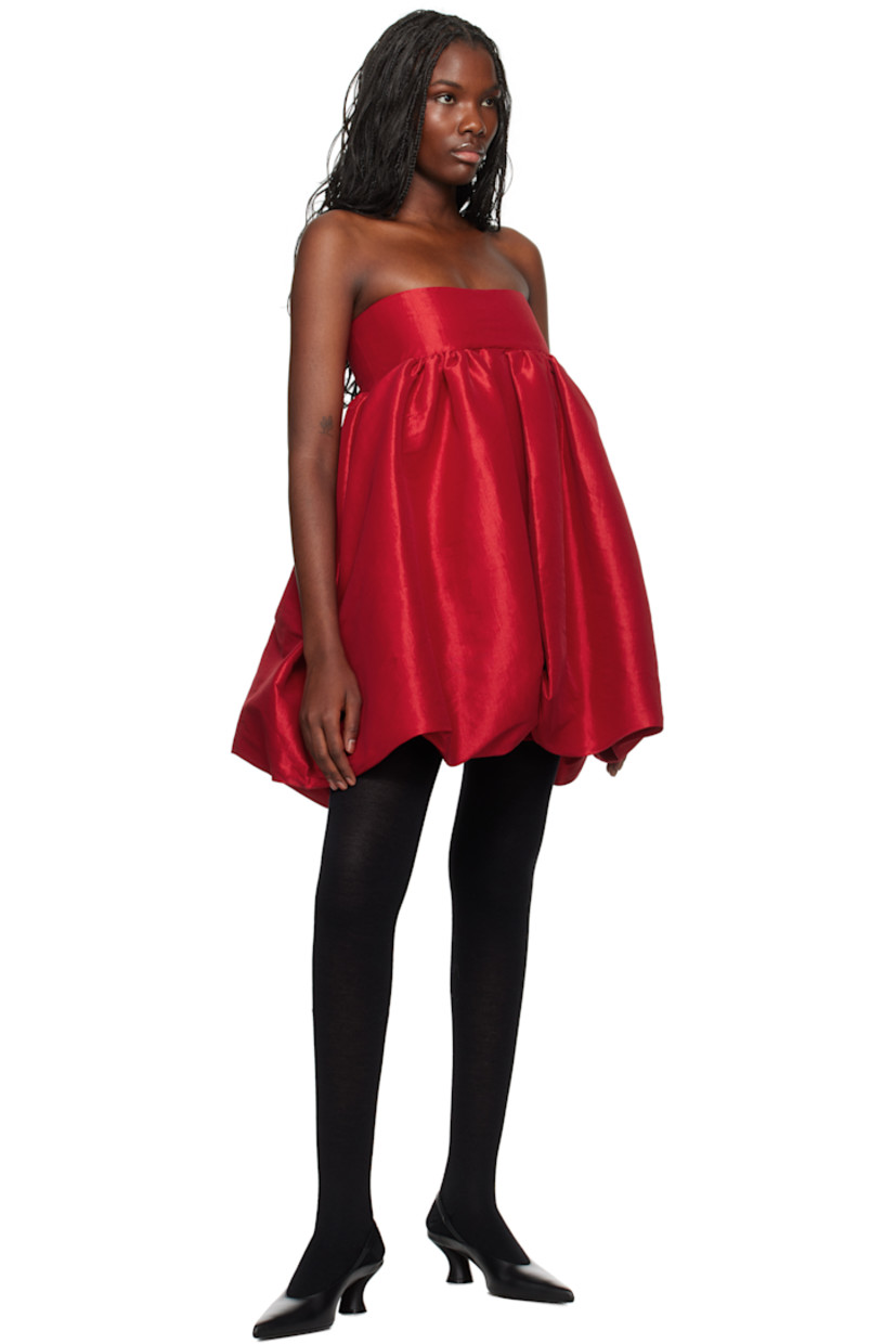 Stretch polyester- and nylon-blend taffeta minidress. 

· Layered and strapless construction
· Straight neck
· Boning and gathering at chest 
· Bubble hem
· Zip closure at back
· Partial satin lining

Available exclusively at SSENSE.

Supplier color: Red