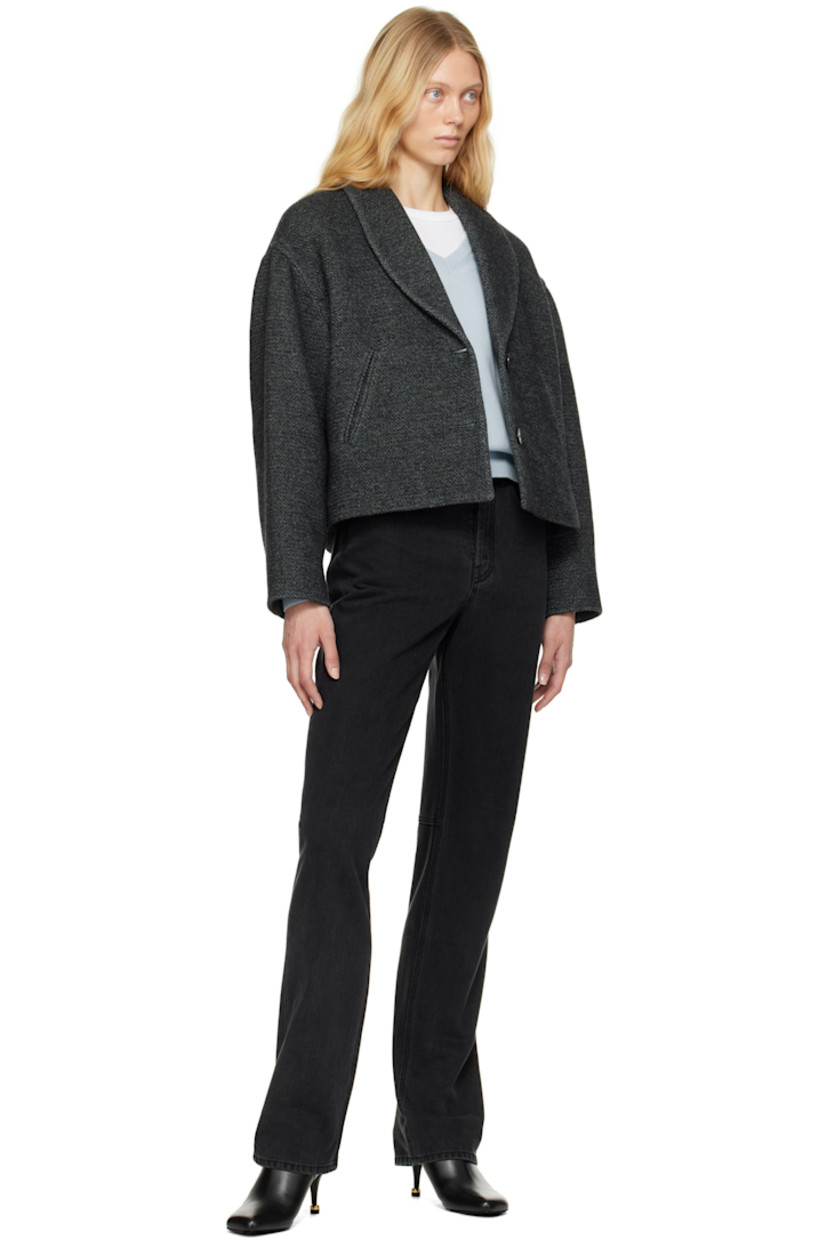 Insulated wool-blend tweed jacket. 

· Shawl lapel
· Button closure
· Welt pockets
· Dropped shoulders
· Full quilted plain-woven lining

Supplier color: Anthracite