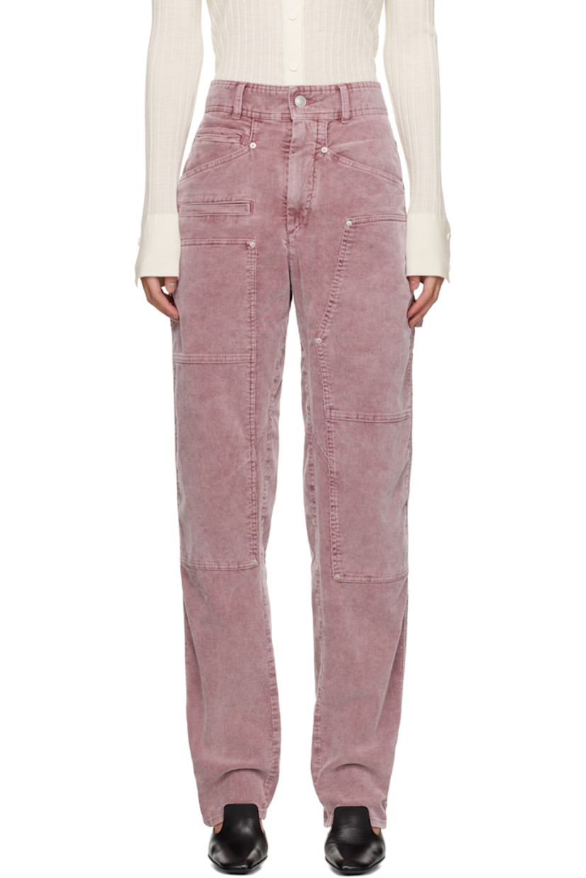 Straight-leg stretch cotton corduroy trousers. 

· Belt loops
· Five-pocket styling
· Zip-fly
· Asymmetric panels at legs
· Hammer loop at outseam
· Leather logo patch at back waistband

Supplier color: Rosewood