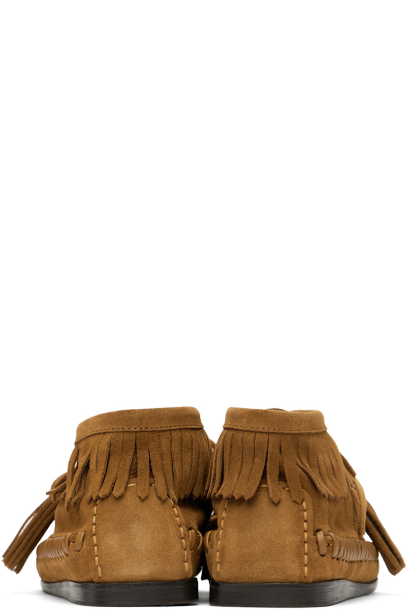 Ankle-high suede boots in brown.

· Moc toe
· Leather whipstitching at vamp and welt
· Lace-up closure with tassels 
· Fringed trim at collar
· Grained calfskin and suede lining
· Polished leather sole with rubber injection

Supplier color: Cognac