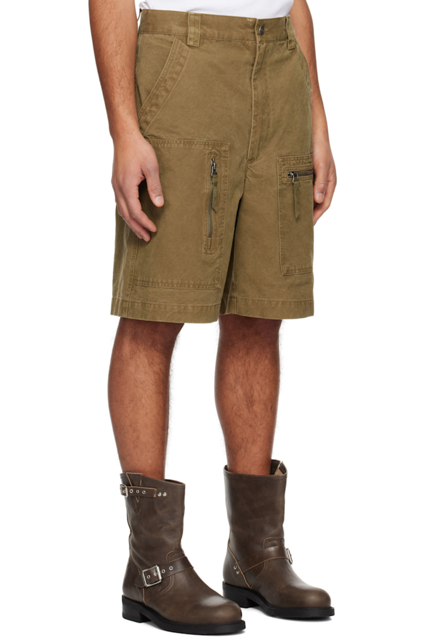 Coated non-stretch denim shorts.

· Mid-rise
· Belt loops
· Six-pocket styling
· Zip-fly
· Zip pockets at front
· Darts at back waistband

Supplier color: Light bronze