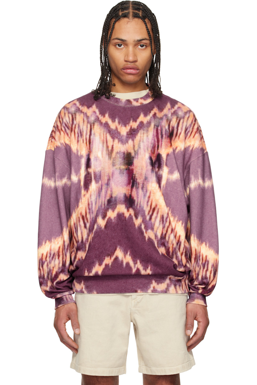 French terry sweater. Pattern printed throughout. 

· Rib-knit crewneck, hem, and cuffs
· Dropped shoulders

Supplier color: Faded purple