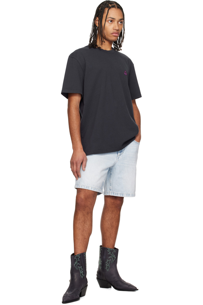 Cotton jersey T-shirt.

· Rib-knit crewneck
· Embroidered logo graphic at front

Supplier color: Midnight