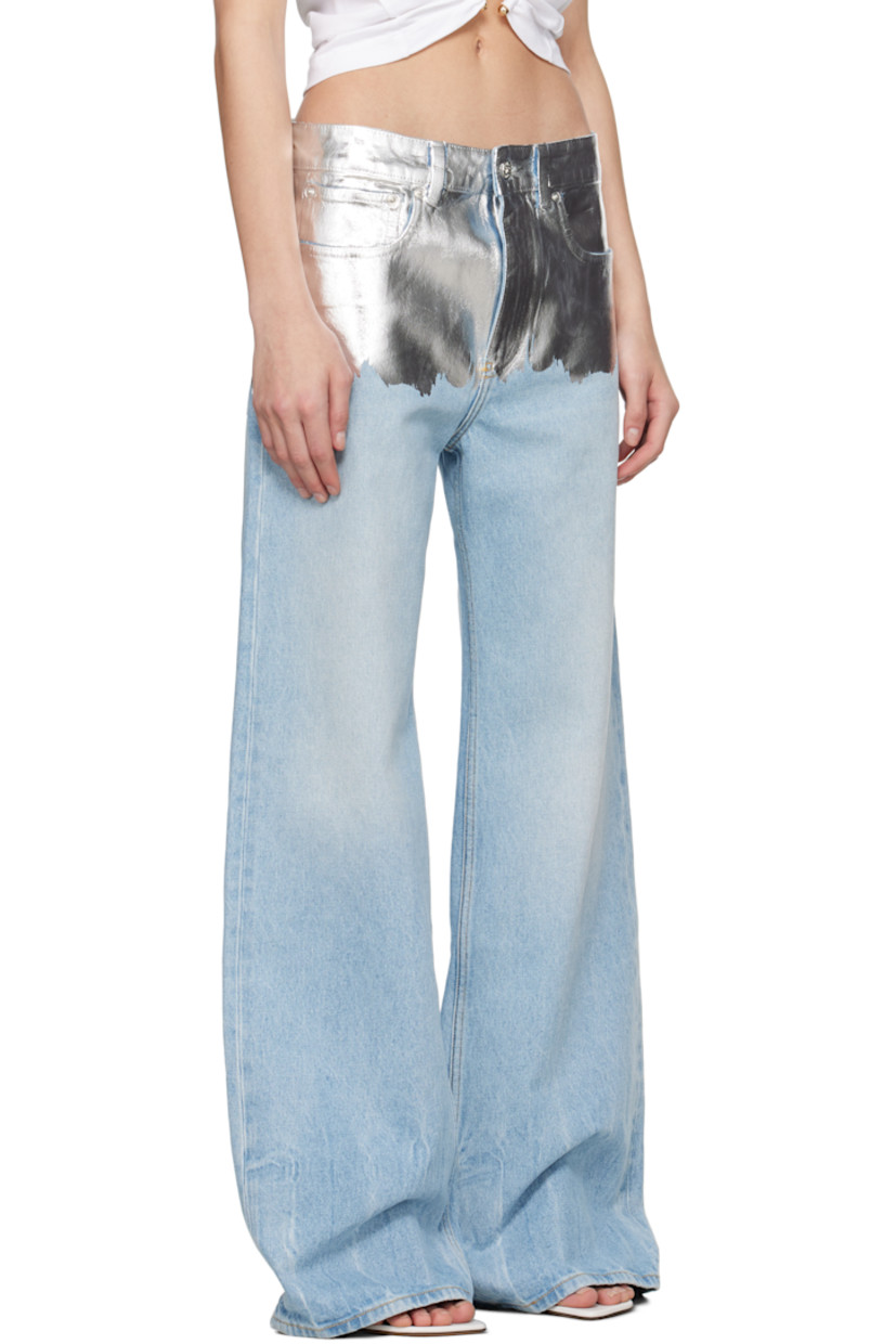 Loose-fit non-stretch denim jeans. Fading and foil coating throughout.

· Belt loops
· Five-pocket styling
· Zip fly
· Logo-engraved silver-tone hardware

Supplier color: Light blue/Silver