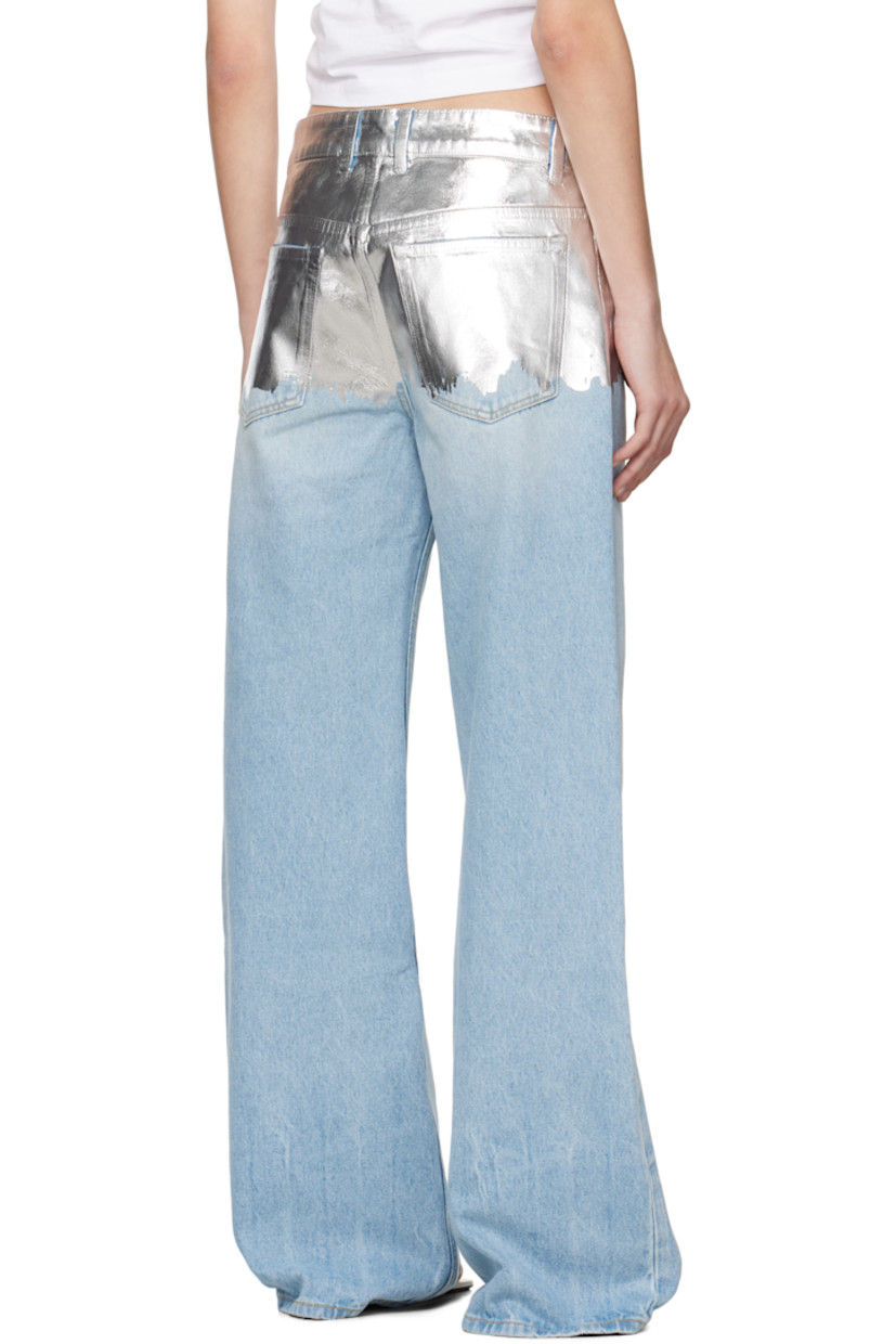 Loose-fit non-stretch denim jeans. Fading and foil coating throughout.

· Belt loops
· Five-pocket styling
· Zip fly
· Logo-engraved silver-tone hardware

Supplier color: Light blue/Silver