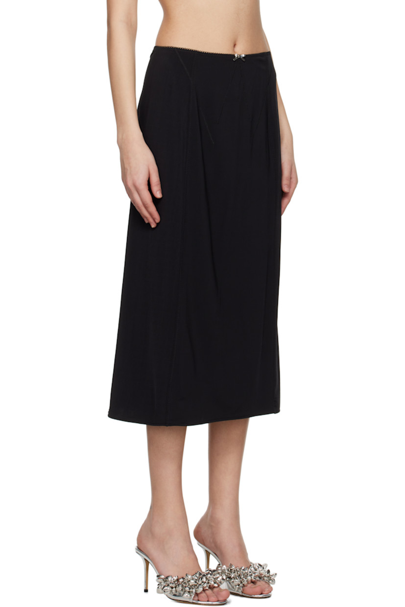 Stretch viscose jersey midi skirt.

· Paneled construction
· Picot trim and bow at elasticized waistband
· Central vent at back hem
· Unlined

Supplier color: Black