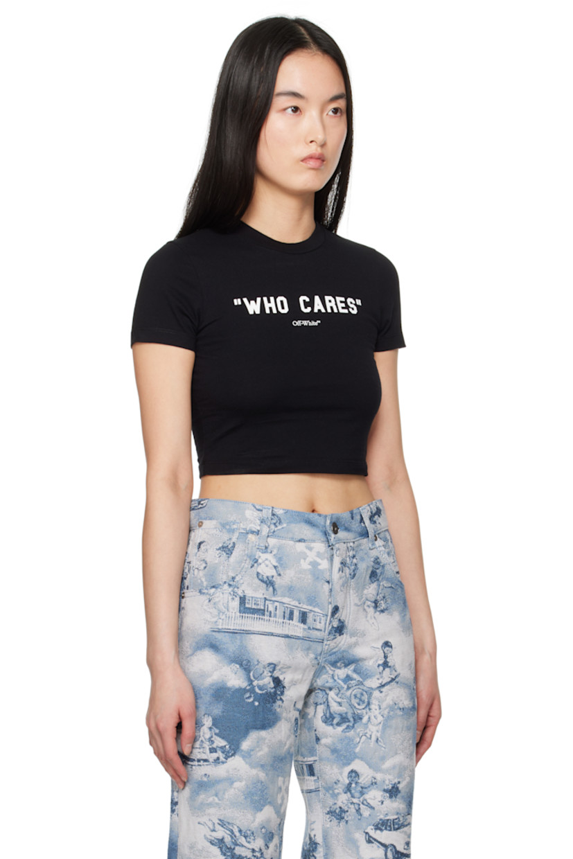Cotton jersey T-shirt.

· Rib-knit crewneck
· Text and logo printed at front
· Cropped hem

Supplier color: Black