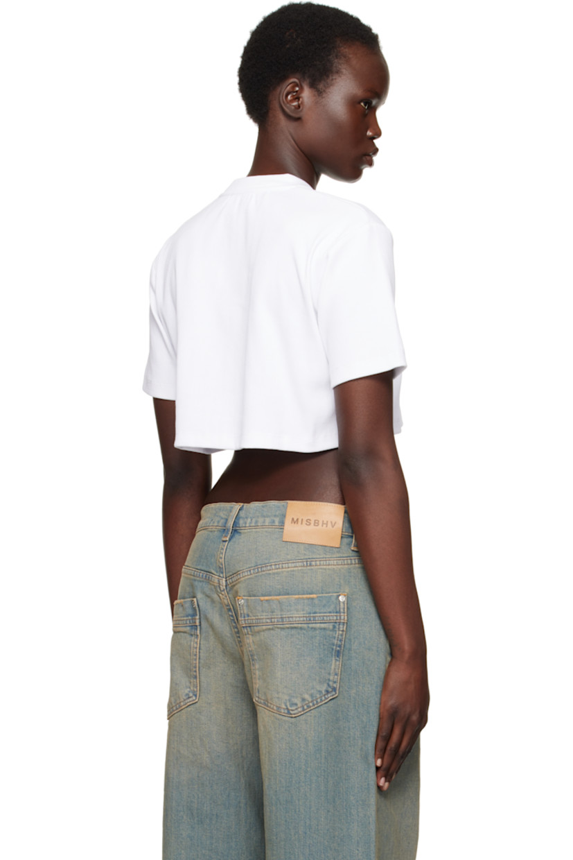 Stretch cotton ribbed jersey T-shirt.

· Crewneck
· Logo embroidered at chest
· Cropped hem

Supplier color: White/Black