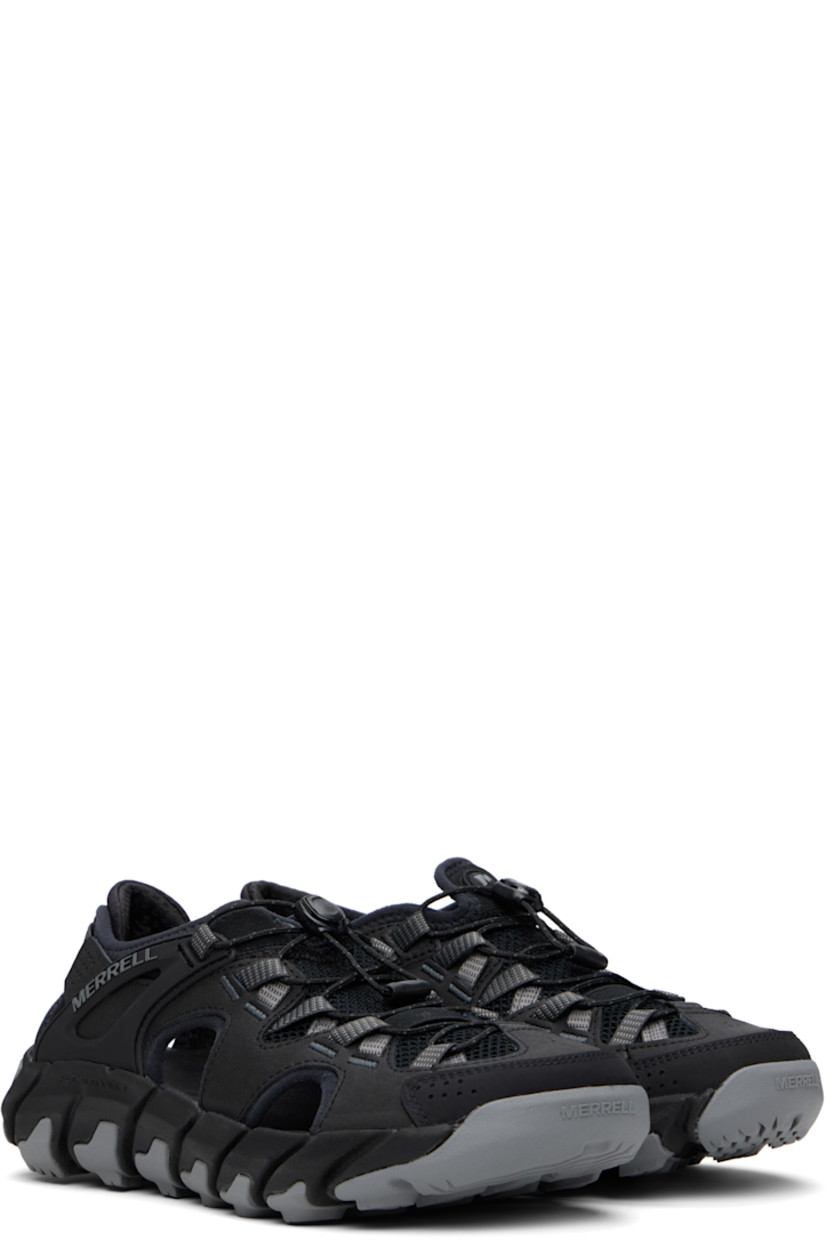 Mesh, canvas, and buffed faux-leather flat sandals in black.

· Cutouts and perforations throughout
· Logo embossed at toe and outer side
· Bungee-style lace-up closure
· Elasticized slingback strap 
· Mesh lining
· FLEXconnect® foam rubber midsole
· Treaded rubber sole

Supplier color: Black