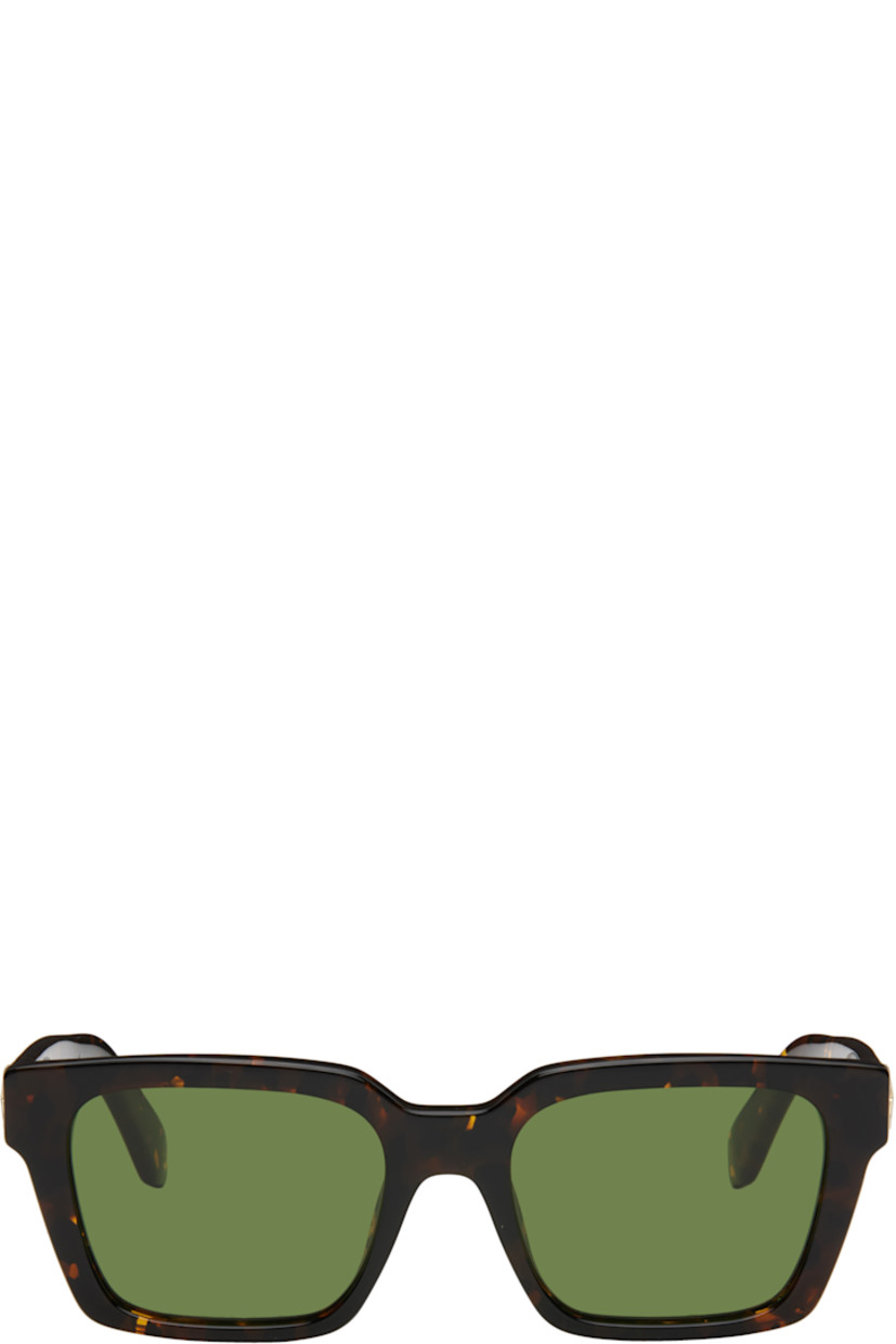 Square tortoiseshell acetate-frame sunglasses in brown and black. 

· Green lenses
· 100% UV protection, category 3
· Integrated nose pads
· Logo hardware at temples
· Exposed core wires 
· Includes pouch
· Size: 53.19 145

Supplier color: Havana/Green